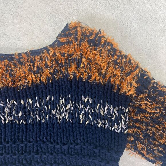 Anthropologie Hand Knit by Dollie Navy Blue/Orange Cropped Sweater Size Small RT - Picture 11 of 11
